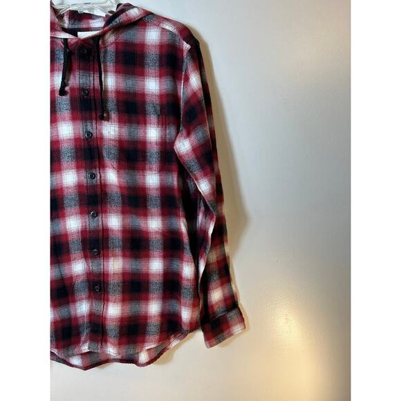 AMERICAN EAGLE Men’s Button Down Hooded Plaid Flannel Shirt / Size: Small - Picture 6 of 7